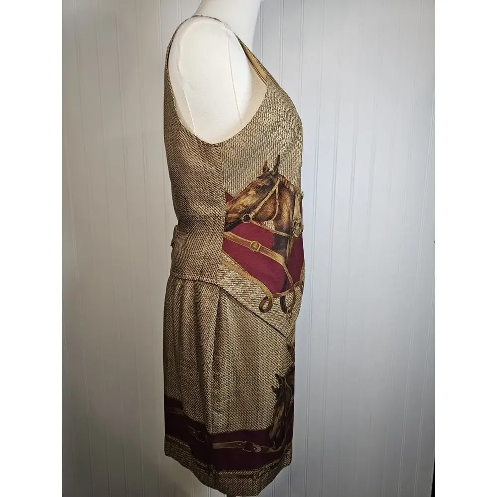 Cambridge‎ Dry Good Vintage Vest & Skirt Set Size XS/S Equestrian Rayon Horses